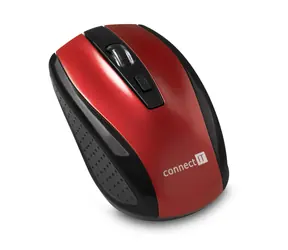 CONNECT IT CI-1224 červená / Bezdrátová optická myš / 1600DPI / 4 tlačítka / 2.4GHz / 2xAAA
