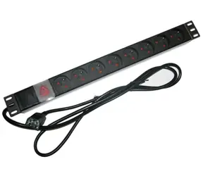 XtendLan 19" rozvodný panel 8x230V 10A / ČSN / kabel do UPS (IEC320 C14) / vypínač / indikátor napětí / kabel 1.8m / 1U