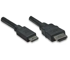Manhattan miniHDMI kabel 1.8m černá / prodlužovací / stíněný 