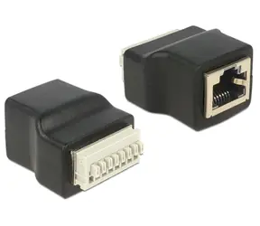 DeLock adaptér RJ45 samice > Terminal Block 8 pin s tlačítkem