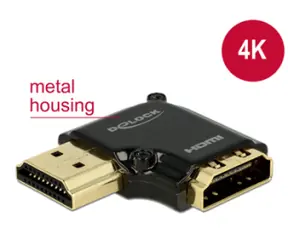DeLock adaptér High Speed HDMI Ethernet – HDMI-A samice > HDMI-A samec 4K 90° pravoúhlý vlevo