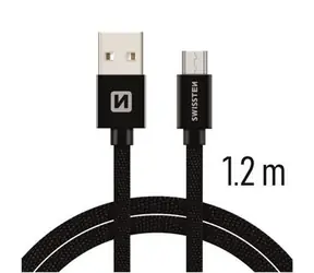 SWISSTEN TEXTILE datový kabel USB - microUSB 1.2m černá