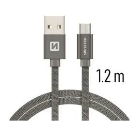 SWISSTEN TEXTILE datový kabel USB - microUSB 1.2m šedá