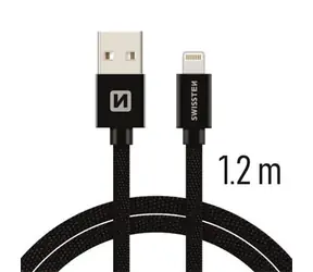 SWISSTEN TEXTILE datový kabel USB - Lightning 1.2m černá