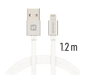SWISSTEN TEXTILE datový kabel USB - Lightning 1.2m stříbrná