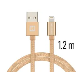 SWISSTEN TEXTILE datový kabel USB - Lightning 1.2m zlatá