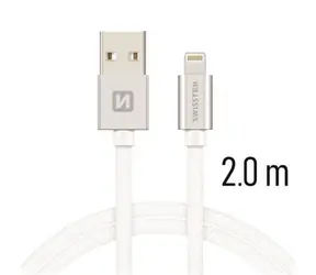 SWISSTEN TEXTILE datový kabel USB - Lightning 2m stříbrná
