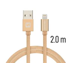 SWISSTEN TEXTILE datový kabel USB - Lightning 2m zlatá