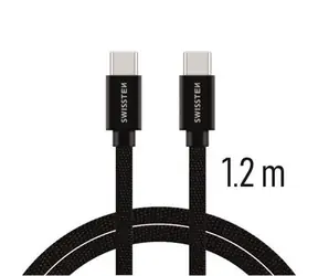 SWISSTEN TEXTILE datový kabel USB-C - USB-C 1.2m černá