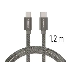SWISSTEN TEXTILE datový kabel USB-C - USB-C 1.2m šedá
