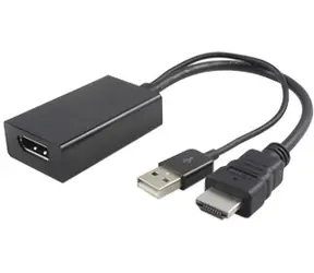 MicroConnect Adaptér HDMI 1.4 - DisplayPort 1.2 M-F / 3840x2160@30Hz / Aktivní / s USB napájením / 0.3m  / černá