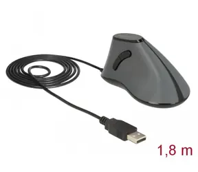 Delock Ergonomická vertikální myš šedá / optický senzor 800 dpi / 5 tlačítek / USB