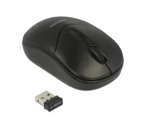Delock optická mini myš černá / Optický senzor / bezdrátová / 1000 DPI / 3 tlačítka / 1xAA