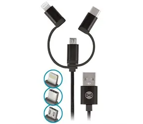 Forever 3IN1 Datový kabel  Lightning & microUSB & USB-C černá