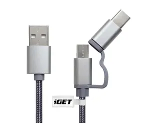 iGET G2V1 stříbrná / USB kabel Micro USB & USB-C / 1m