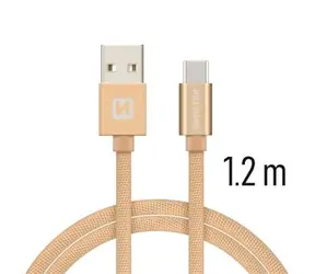 SWISSTEN TEXTILE datový kabel USB - USB-C 1.2m zlatá