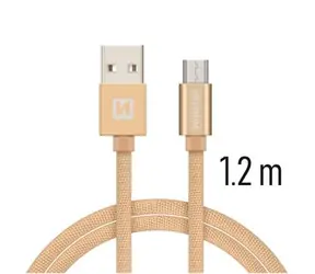 SWISSTEN TEXTILE datový kabel USB - microUSB 1.2m zlatá