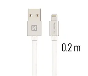 SWISSTEN TEXTILE datový kabel USB - Lightning 0.2m stříbrná