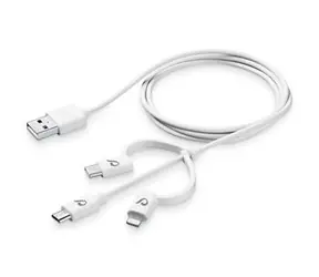 CellularLine USB kabel se třemi adaptéry Lightning + Micro USB + USB-C bílá