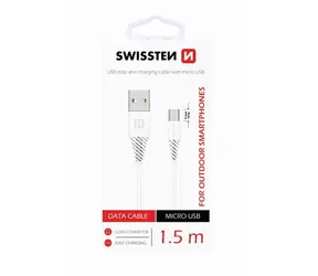 SWISSTEN datový kabel USB - microUSB 1.5m bílá / 9 mm