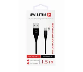 SWISSTEN datový kabel USB - microUSB (9mm) 1.5m černá 