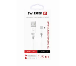 SWISSTEN datový kabel USB - USB-C 3.1 (9mm) bílá 1.5m 