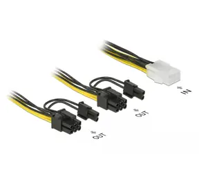 Delock PCI Express napájecí kabel 6 pin samice > 2 x 8 pin samec 15 cm