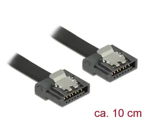 Delock kabel SATA FLEXI 6 Gb/s 0.1 m černá / kovová spona