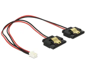 Delock Napájecí kabel 2 pin samice > 2 x SATA 15 pin samice (5 V) 0.2 m / kovová spona