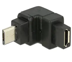 Delock adaptér USB 2.0 Micro-B samec > USB 2.0 Micro-B samice / pravoúhlá nahoru