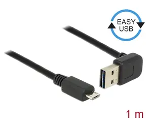Delock Kabel EASY-USB 2.0 Typ-A samec pravoúhlý nahoru > USB 2.0 Typ Micro-B samec 1 m černá
