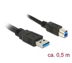 Delock Kabel USB 3.0 Typ-A samec > USB 3.0 Typ-B samec 0.5 m černá