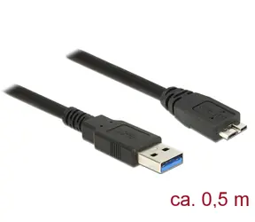 Delock Kabel USB 3.0 Typ-A samec > USB 3.0 Typ Micro-B samec 0.5 m černá