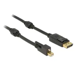 Delock Kabel mini Displayport 1.2 samec se šroubky > Displayport samec 1 m černá / 4K