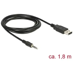 Delock kabel USB TTL samec > 3.5 mm 4 pin stereo jack samec 1.8 m černá / 3.3 V