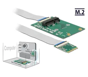 Delock Převodník M.2 Key A+E samec > 1 x Mini PCIe Slot half size & full size / s flexibilním kabelem