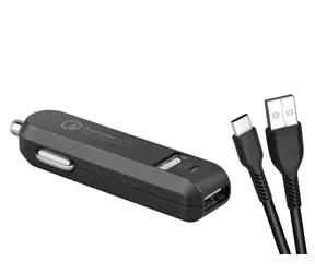 AVACOM CarMAX 2 nabíječka do auta (USB-C) černá / 2x Qualcomm Quick Charge 2.0 / USB-C kabel