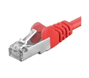 PremiumCord SFTP CAT6A 0.25m červená / Patch kabel / RJ45-RJ45