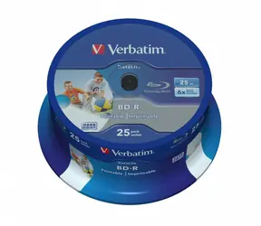 VERBATIM BD-R SL 25 GB 6x 25 kusů / Blu-ray / spindl / inkjet printable