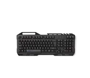 NEDIS GKBD200BKDE - Herní Klávesnice Černá / Osvětlení RGB / USB 2.0 / Herní Rozložení Kláves / Kovový Design