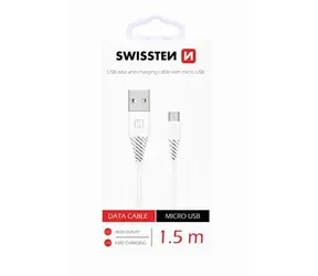 SWISSTEN datový kabel USB - microUSB 1.5m bílá (6.5mm)