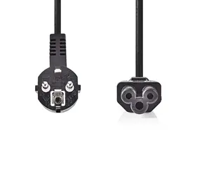 NEDIS napájecí kabel 230V Černý / přípojný 10A / konektor IEC-320-C5 / úhlová zástrčka Schuko/ trojlístek / 2m