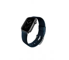 Uniq Mondain Apple Watch 44mm kožený řemínek modrá