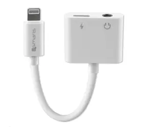 4smarts adaptér Lightning s 3.5mm jackem a Lightning konektorem / možnost napájení / bílá