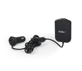 Technaxx rodinná nabíječka do auta černá / 4x USB / 2.4A / držák na zadní sedadla