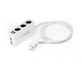 Technaxx nabíječka do auta bílá / 4x USB / 3x zásuvka