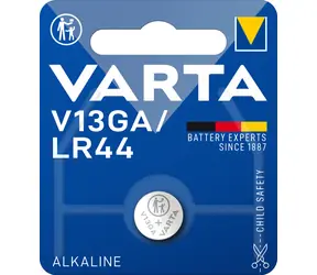 Varta Knoflíková baterie LR44 1ks / 1.5V / 125 mAh / alkalická / v blistru