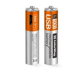 Colorway nabíjecí baterie AAA / 400 mAh / Li-Pol / 1.5 V / 500 cyklů / microUSB / 2 ks