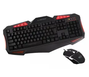 Esperanza EGK3000 Shelter černá / herní multimediální klávesnice + myš / USB / podsvícení / US layout / 6 tl. + kolečko