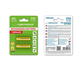 Esperanza Nabíjecí baterie AAA žlutá / 1.2V / 1000mAh / Ni-MH / 2 ks / v blisteru
